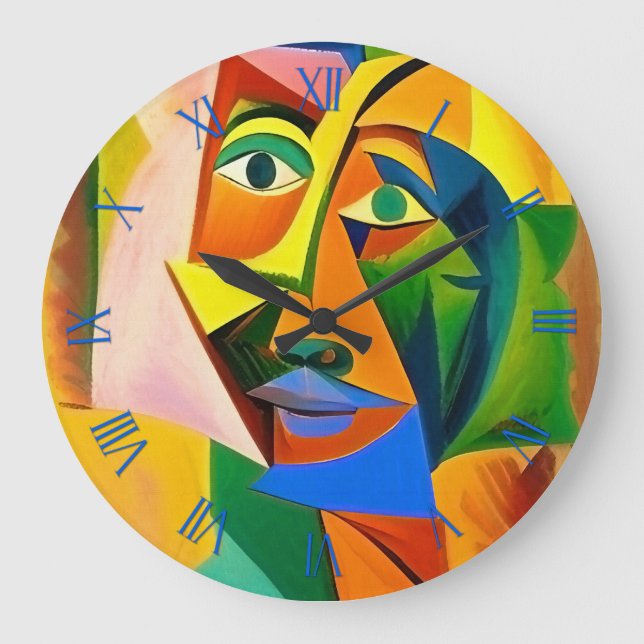 Abstract in style of cubism large clock (Front)