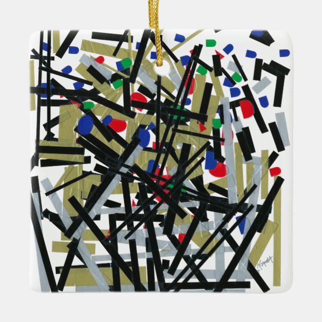Abstract in Tape & Letterforms 1 Ceramic Ornament (Front)
