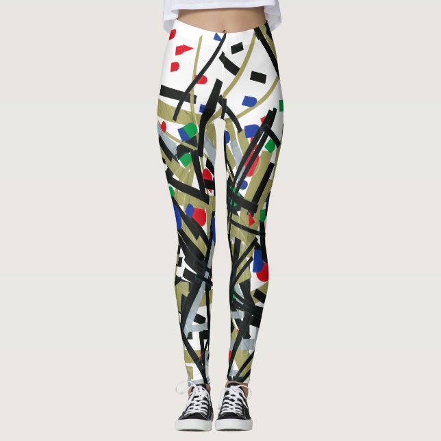 Abstract in Tape & Letterforms 1 Leggings (Front)