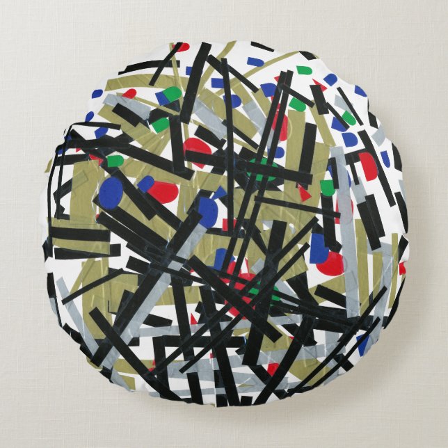 Abstract in Tape & Letterforms 1 Round Cushion (Front)