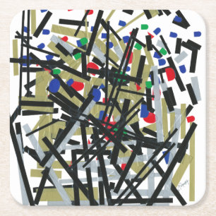 Abstract in Tape & Letterforms 1 Square Paper Coaster