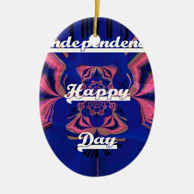 Abstract Independence Day Celebration Art Ceramic Ornament (Front)