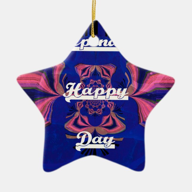 Abstract Independence Day Celebration Art Ceramic Ornament (Front)