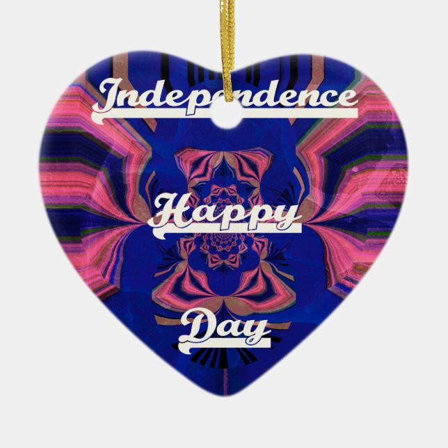 Abstract Independence Day Celebration Art Ceramic Tree Decoration (Front)