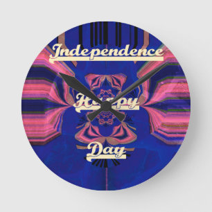 Abstract Independence Day Celebration Art Round Clock