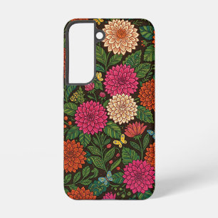 Abstract Indian Dahlias Butterflies Samsung Cases