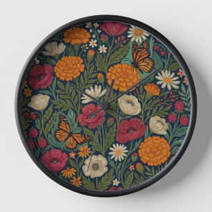 Abstract Indian Floral Monarch Art Clocks