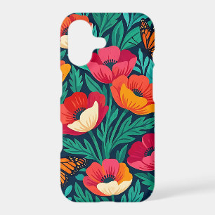 Abstract Indian Poppies Butterflies iPhone Cases