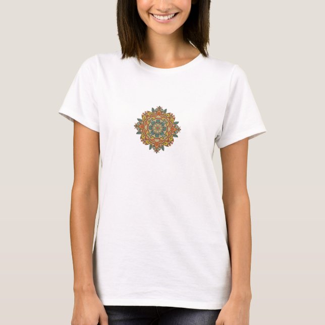 Abstract Indie Floral – Geometric Art Design T-Shirt (Front)