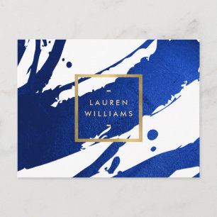 Abstract Indigo Blue Brushstrokes Postcard