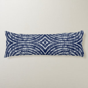 Abstract Indigo Blue Japanese Shibori Pattern Body Cushion