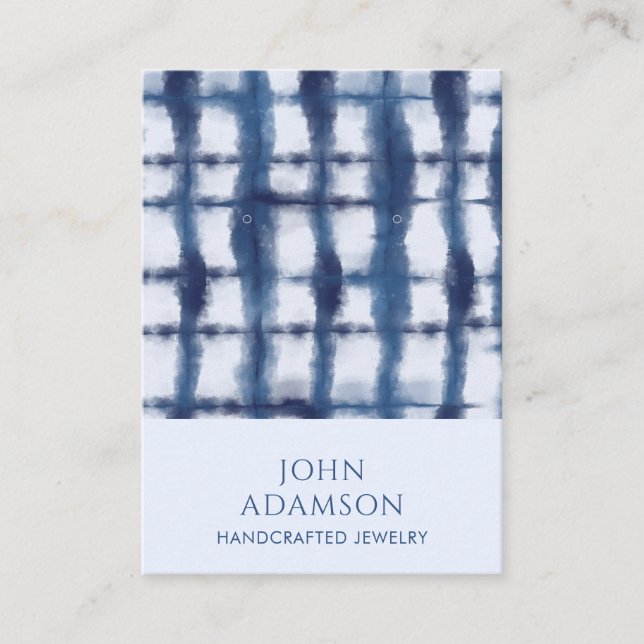 Abstract Indigo Blue Pattern Earring Display Card (Front)