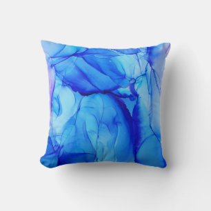 Abstract Indigo Blue Purple Alcohol Ink Cushion