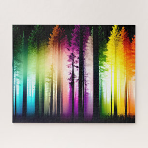 Abstract Indigo Bright Lights in Forest Jigsaw Puzzle