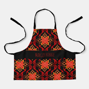Abstract Indonesian batik Floral Pattern Apron
