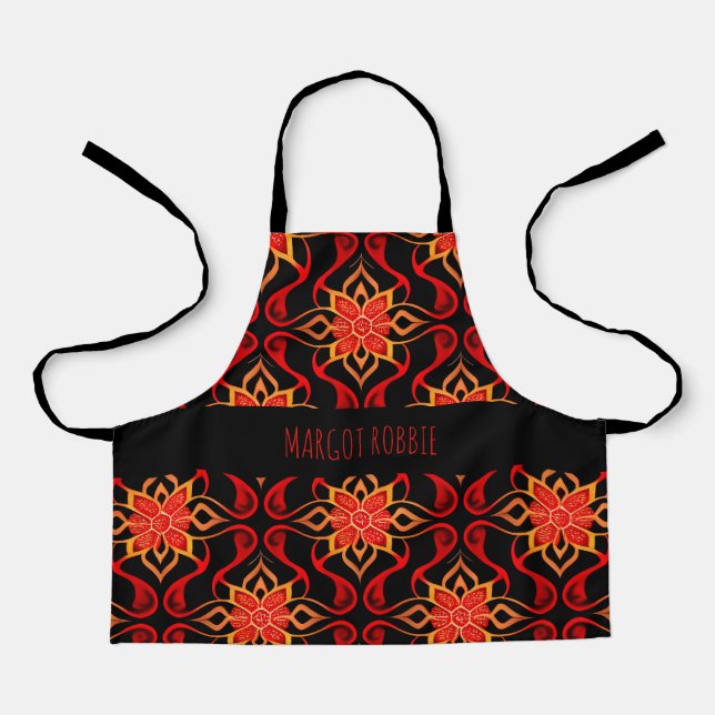 Abstract Indonesian batik Floral Pattern Apron (Front)