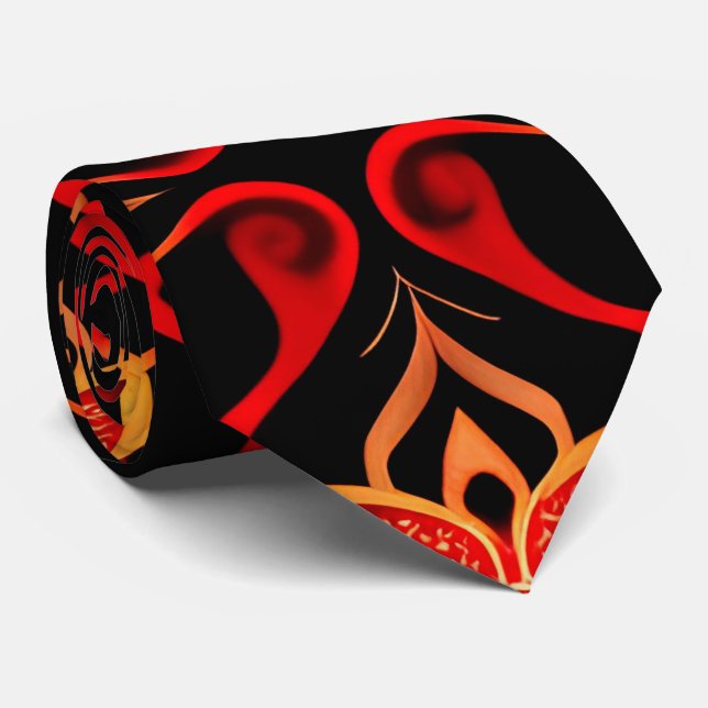 Abstract Indonesian batik Floral Pattern Tie (Rolled)