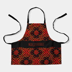 Abstract Indonesian batik Red Floral Pattern Apron