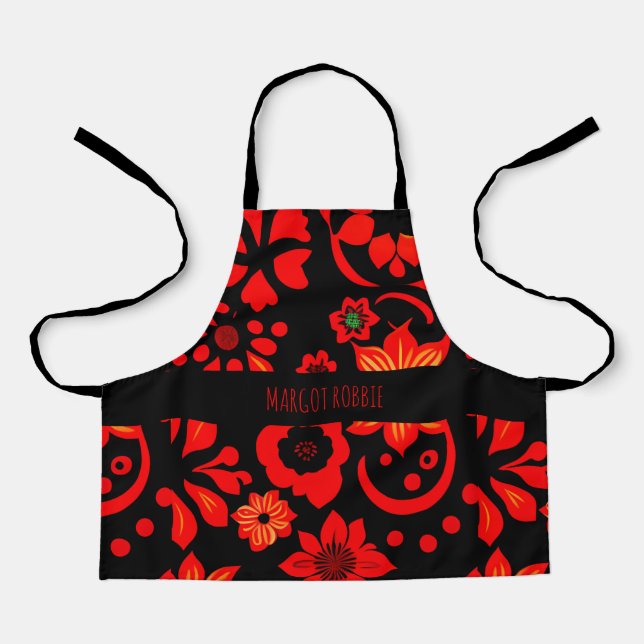 Abstract Indonesian batik Red Pattern Apron (Front)