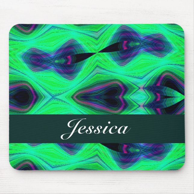 Abstract infinity green pattern mouse pad (Front)