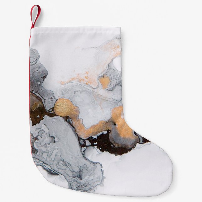 Abstract ink and acrylic background. Trend 2018. L Small Christmas Stocking (Front)