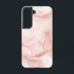 Abstract Ink Background Feminine Pastel Pink Samsung Galaxy Case<br><div class="desc">Elegant and modern design in blush pink peach pastel,  handmade fluid ink painting. Customise this phone case with your own name on the back.</div>