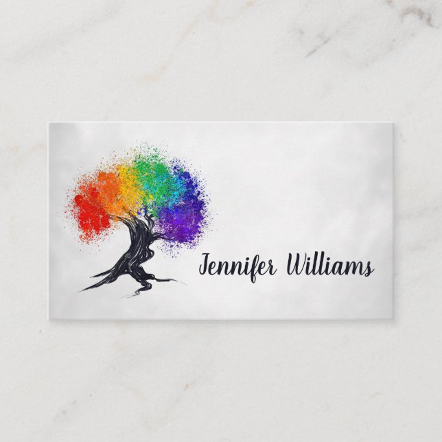 Abstract ink colour splatter tree business card (Front)