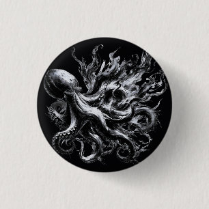 Abstract Ink Fluid Octopus Kraken 3 Cm Round Badge