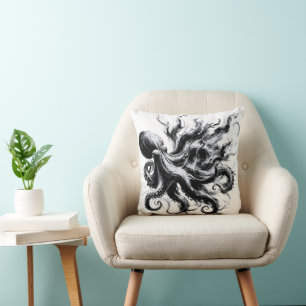 Abstract Ink Fluid Octopus Kraken Cushion