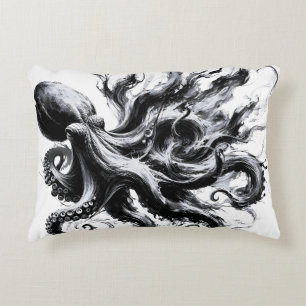 Abstract Ink Fluid Octopus Kraken Decorative Cushion