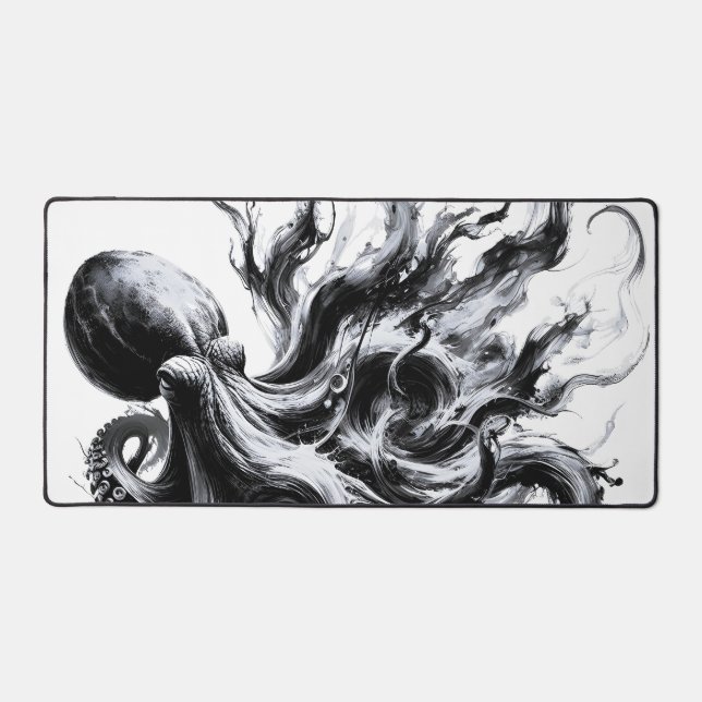 Abstract Ink Fluid Octopus Kraken Desk Mat (Front)