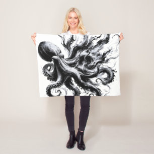 Abstract Ink Fluid Octopus Kraken Fleece Blanket