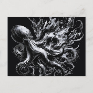 Abstract Ink Fluid Octopus Kraken Holiday Postcard