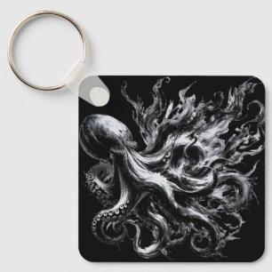 Abstract Ink Fluid Octopus Kraken Key Ring