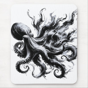 Abstract Ink Fluid Octopus Kraken Mouse Pad