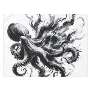 Abstract Ink Fluid Octopus Kraken Tablecloth