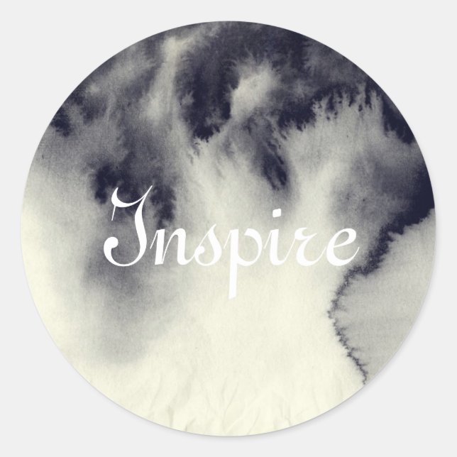 Abstract ink painting on grunge paper texture. classic round sticker (Front)