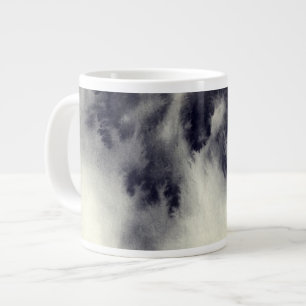 Abstract ink painting on grunge paper texture. large coffee mug