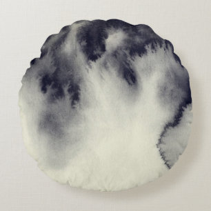 Abstract ink painting on grunge paper texture. round cushion