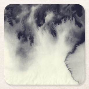 Abstract ink painting on grunge paper texture. square paper coaster