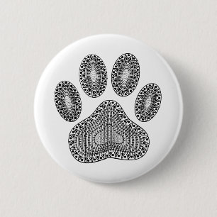 Abstract Ink Paw Print 6 Cm Round Badge