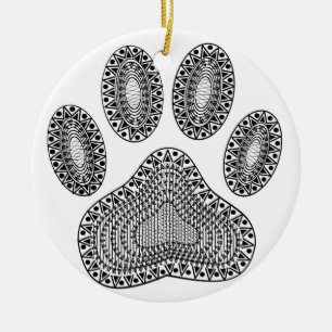 Abstract Ink Paw Print Ceramic Ornament