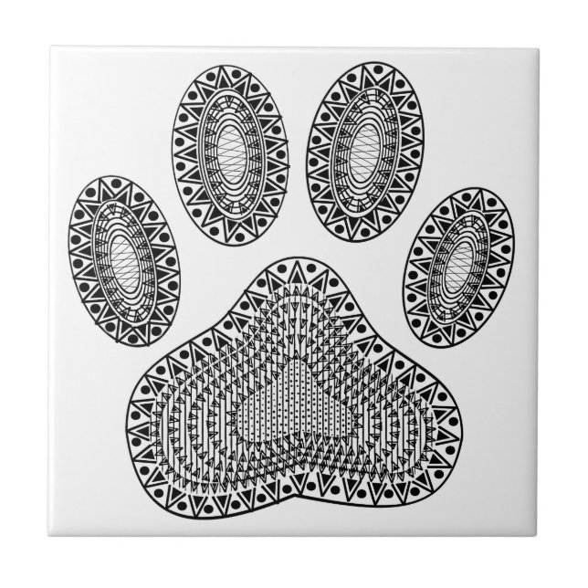 Abstract Ink Paw Print Ceramic Tile (Front)