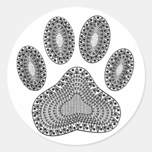 Abstract Ink Paw Print Classic Round Sticker
