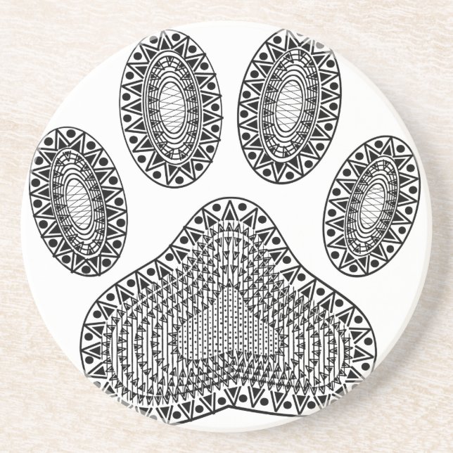 Abstract Ink Paw Print Coaster (Front)