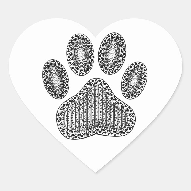 Abstract Ink Paw Print Heart Sticker (Front)
