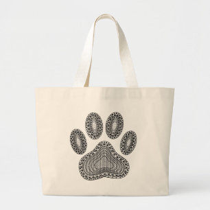 Abstract Ink Paw Print Large Tote Bag