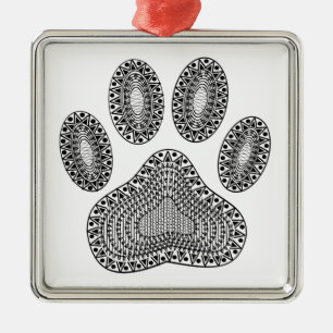 Abstract Ink Paw Print Metal Tree Decoration