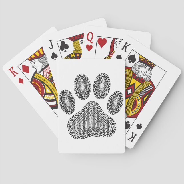 Abstract Ink Paw Print Playing Cards (Back)