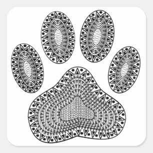 Abstract Ink Paw Print Square Sticker